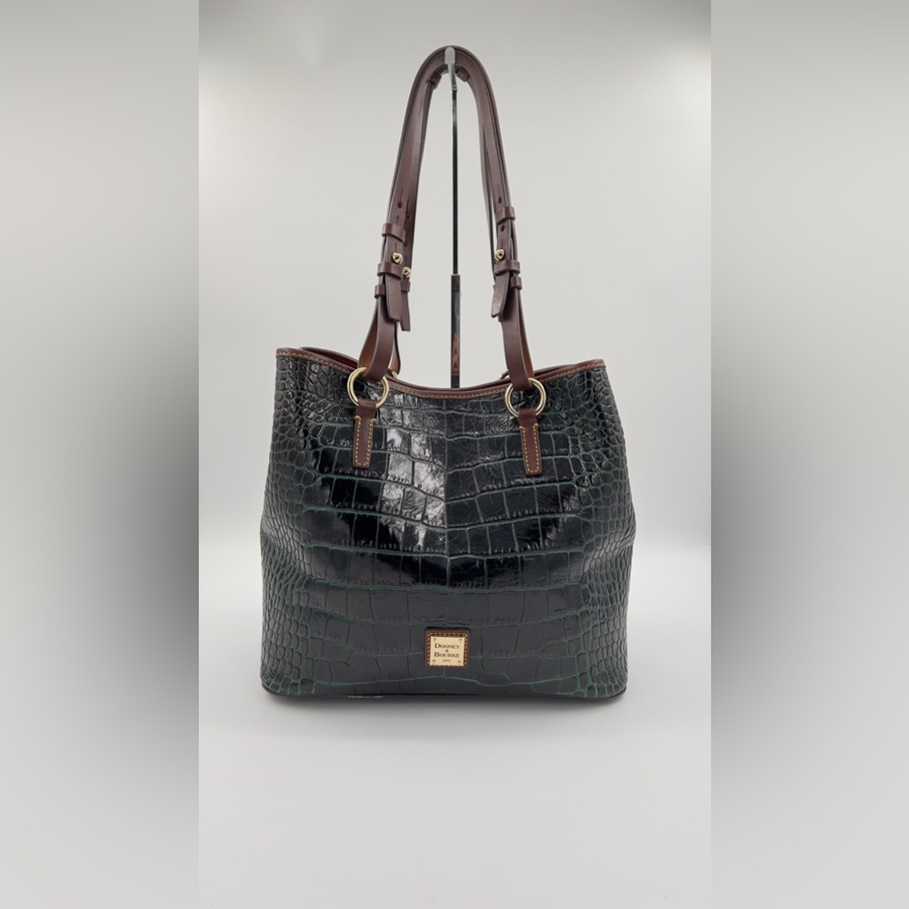 Dooney & Bourke Black Crocodile Briana Tote Luxurious Croco Fino Leather Handbag